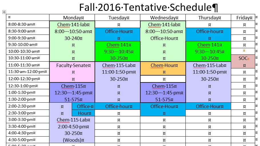 schedule grid